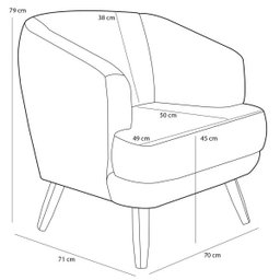 Poltrona Decorativa Sala de Estar Pés de Madeira Gana Rústico Chumbo - Gran Belo - 4