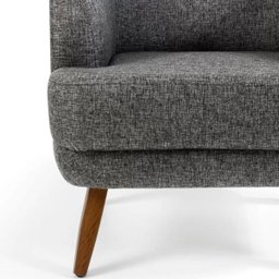 Poltrona Decorativa Sala de Estar Pés de Madeira Gana Rústico Chumbo - Gran Belo - 3