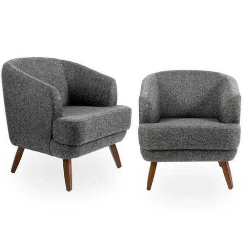 Kit 2 Poltronas Decorativas Pés de Madeira Gana Rústico Chumbo - Gran Belo