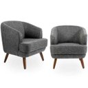 Ver imagem 1 de Kit 2 Poltronas Decorativas Pés de Madeira Gana Rústico Chumbo - Gran Belo