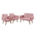 Ver imagem 1 de Conjunto Anabelle 2 Poltronas de 1 Lugar 1 Poltrona 2 Lugares Braço Unidecor Rosa