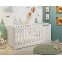 Ver imagem 4 de Berço Americano Multifuncional Atlanta com Cômoda 3 Gavetas com Colchão - Reller - Branco Fosco