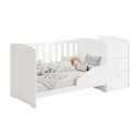 Ver mais imagens de Berço Americano Multifuncional Atlanta com Cômoda 3 Gavetas com Colchão - Reller - Branco Fosco