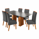 Ver imagem 1 de Conjunto Sala de Jantar 6 Lugares Retangular Tampo de MDF Jersey Cobre/Cinza - Casa Giulia