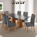 Ver imagem 4 de Conjunto Sala de Jantar 6 Lugares Retangular Tampo de MDF Jersey Cobre/Cinza - Casa Giulia