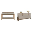 Ver imagem 2 de Buffet 170cm e Aparador 2 Gavetas com Pés de Madeira Maciça Lizz Bege/Off White/Cedro