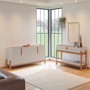 Ver imagem 1 de Buffet 170cm e Aparador 2 Gavetas com Pés de Madeira Maciça Lizz Bege/Off White/Cedro