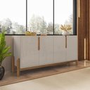 Ver imagem 5 de Buffet 170cm e Aparador 2 Gavetas com Pés de Madeira Maciça Lizz Bege/Off White/Cedro