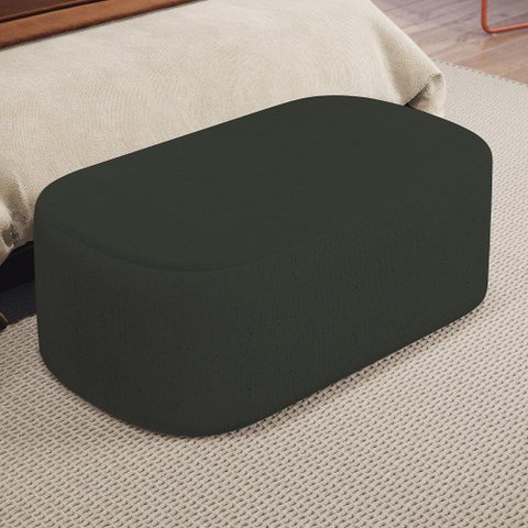 Puff Decorativo Orgânico para Living Quarto 100cm Doha W01 Linho Verde Musgo - Lyam Decor