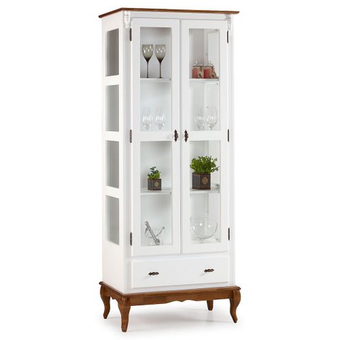 Cristaleira 2 Portas e Laterais Vidro 1 Gaveta Pés Luiz Xv 60303 Linz Móveis