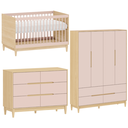 Ver imagem 1 de Berço Cômoda e Guarda Roupa Rosa para Quarto de Menina Linha Tomi Quater
