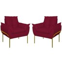Ver imagem 1 de Kit 02 Poltronas Base Metal Dourada Sala Quarto Balaqui Decor Marsala