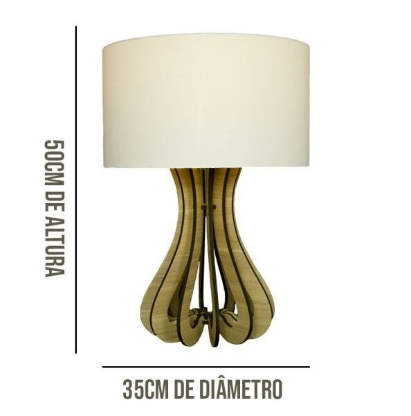 Abajur Moderno com Cúpula de Tecido Modelo Flamboyant Bege - 4