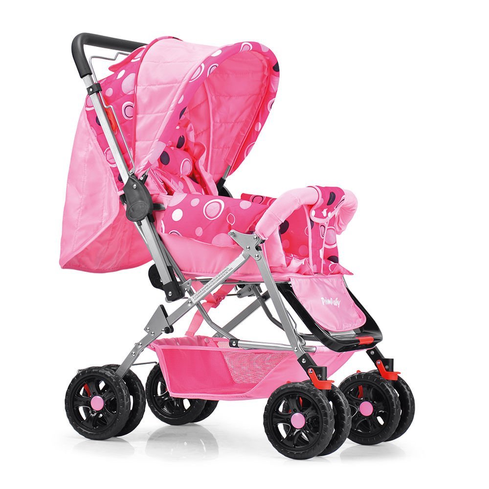 Carrinho de Bebê Prime Baby Rover com Alça Reversível - Rosa