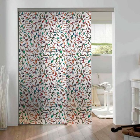 Adesivo Para Vidro Box Banheiro Jateado Decorado Folhas Prova D'Agua - 0,60 x 2,00m