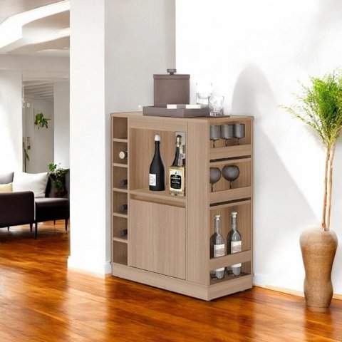Balcão Buffet Adega Bar com Prateleiras e Nichos para Vinho Montana - Pleno