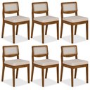 Ver imagem 1 de Kit 6 Cadeiras Sextavada Bari Freijó/bouclé Off White - M. Arapongas Freijó/bouclé Off White