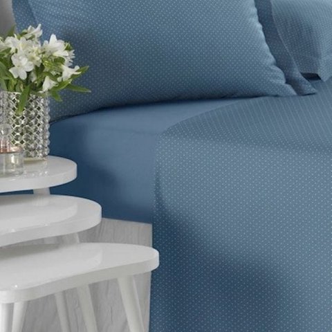 Lençol Avulso C / Elastico King Poa All Design - Azul aço