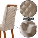 Ver imagem 2 de Mesa Alvorada 6 Lugares Vidro com Cadeiras Lorena Veludo Off White 180cm Moderna