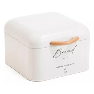 Porta Pão Metal Organizador Bambu C/ Tampa Guarda Pães Bolo