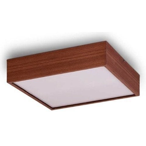 Luminária Plafon Quadrado 30x30cm em Madeira Imbuia