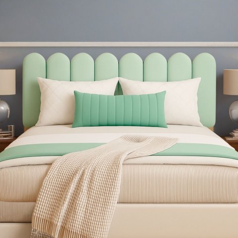 Cabeceira Nuvem Queen Size Facil Instalação 8 Placas 45x20cm:verde Claro