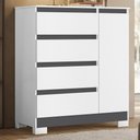 Ver imagem 2 de Cômoda Sapateira Olímpia 1 Portas e 4 Gavetas Quadriflex Branco/titanium - Móveis Albatroz