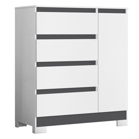 Cômoda Sapateira Olímpia 1 Portas e 4 Gavetas Quadriflex Branco/titanium - Móveis Albatroz