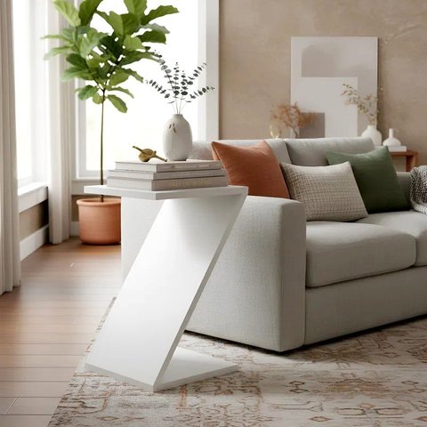 Mesa Z Lateral de Apoio ou Mesa de Cabeceira Branco Laca