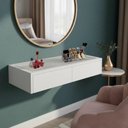 Ver imagem 1 de Penteadeira Aparador Suspenso para Maquiagem Quarto Branco Laca