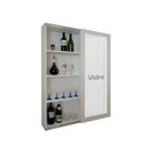 Ver imagem 2 de Bar Adega Cristaleira Suspenso de Parede para Sala Estar ou Jantar Branco