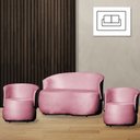 Ver imagem 2 de Kit 2 Poltronas e 1 Namoradeira Orgânica Beatriz Veludo Composê Corino Preto - Estopar Veludo Rosa C