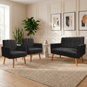 Ver imagem 1 de Conjunto Namoradeira + 2 Poltronas Decorativas Nina Resistente Bouclé:Preto