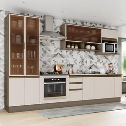 Cozinha Completa 7 Peças Connect Duna/cristal com Cristaleira e Rodapé - Móveis Henn - 2