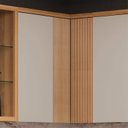 Ver imagem 1 de Armário Aéreo de Canto 3 Portas 100% MDF Allure Marrom/Jequitibá/Gris Fosco