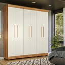 Ver imagem 3 de Guarda Roupa Casal Flórida 6 Portas Amadeirado Off White Acetinado - Tigus