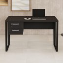 Ver imagem 1 de Mesa Escrivaninha Industrial 120cm Tampo 30mm com 2 Gavetas Pés em Metal F5 Office Cor:Preto