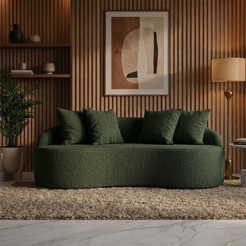 Sofá 4 Lugares Apollo Orgânico Moderno com Almofadas para Sala Bouclé