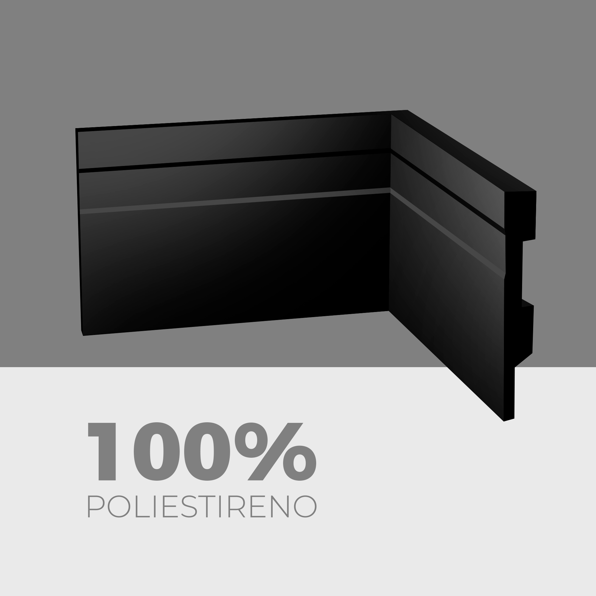 Rodapé Poliestireno 10cm Frisado Preto 2m Rm Decor - 4