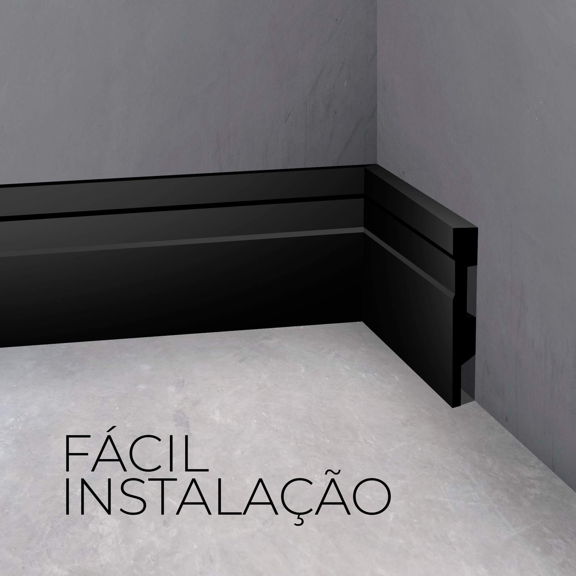 Rodapé Poliestireno 10cm Frisado Preto 2m Rm Decor - 2