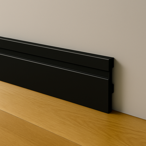 Rodapé Poliestireno 10cm Frisado Preto 2m Rm Decor