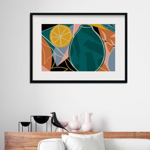 Quadro para Copa Abstrato Tropical - 60x48cm:madeira Branca
