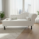 Ver imagem 1 de Recamier Decorativo Divã Amsterdã 147cm Lado Esquerdo Couro Branco