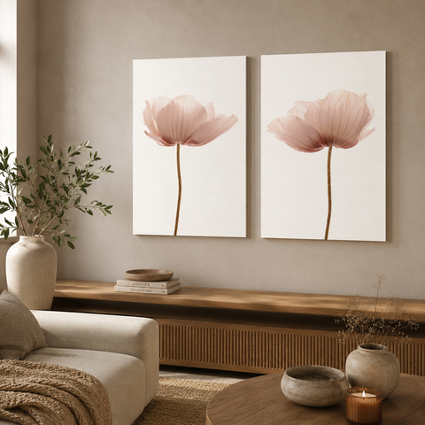 Kit 2 Quadros Decorativos Flores Rosas Canvas Premium 40x60