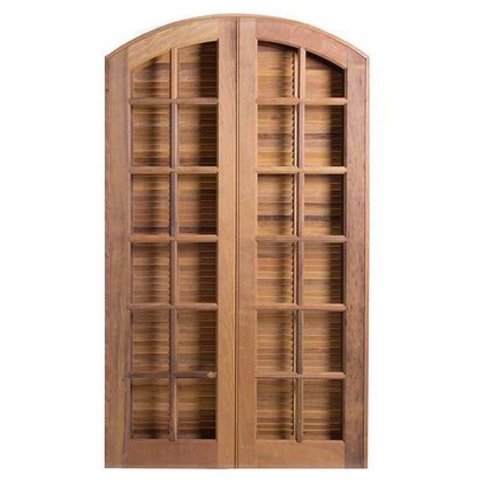 Porta Balcão de Abrir / Abrir de Madeira Cedro Arana em Arco Bat.14cm-2.15 (a) X 1.20 (l)