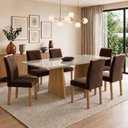 Ver imagem 1 de Conjunto Sala de Jantar 6 Lugares Retangular Tampo Vidro MDF 160x80cm Mesa Lyra e Cadeiras Carol