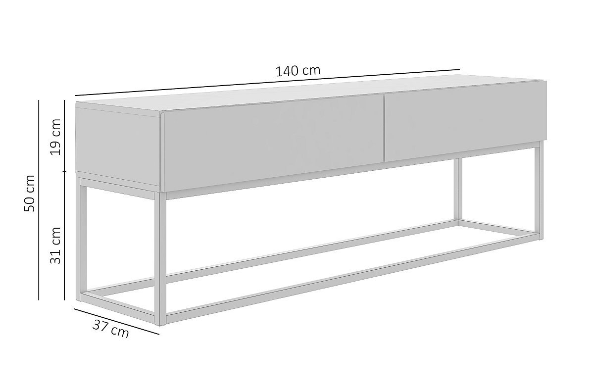 rack para sala estilo indutrial com 2 gavetas Cinza/Preto - 3