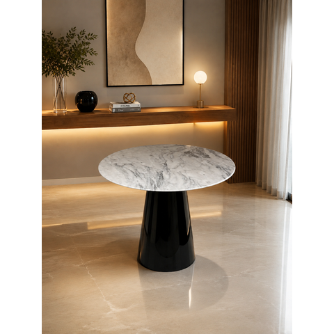 Mesa de Jantar Cone Preto - Redonda 70cm - Mármore Espirito Santo