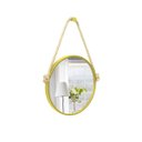 Ver imagem 1 de Espelho Decorativo Adnet Amarelo Alça Sisal Natural 40cm Redondo