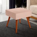 Ver imagem 1 de Puff Banqueta Decorativa com Pés Palito Lívia W01 Linho Rosê - Lyam Decor